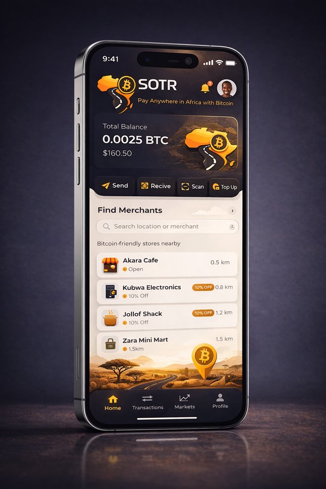 The SOTR app: find Bitcoin merchants and pay anywhere in Africa